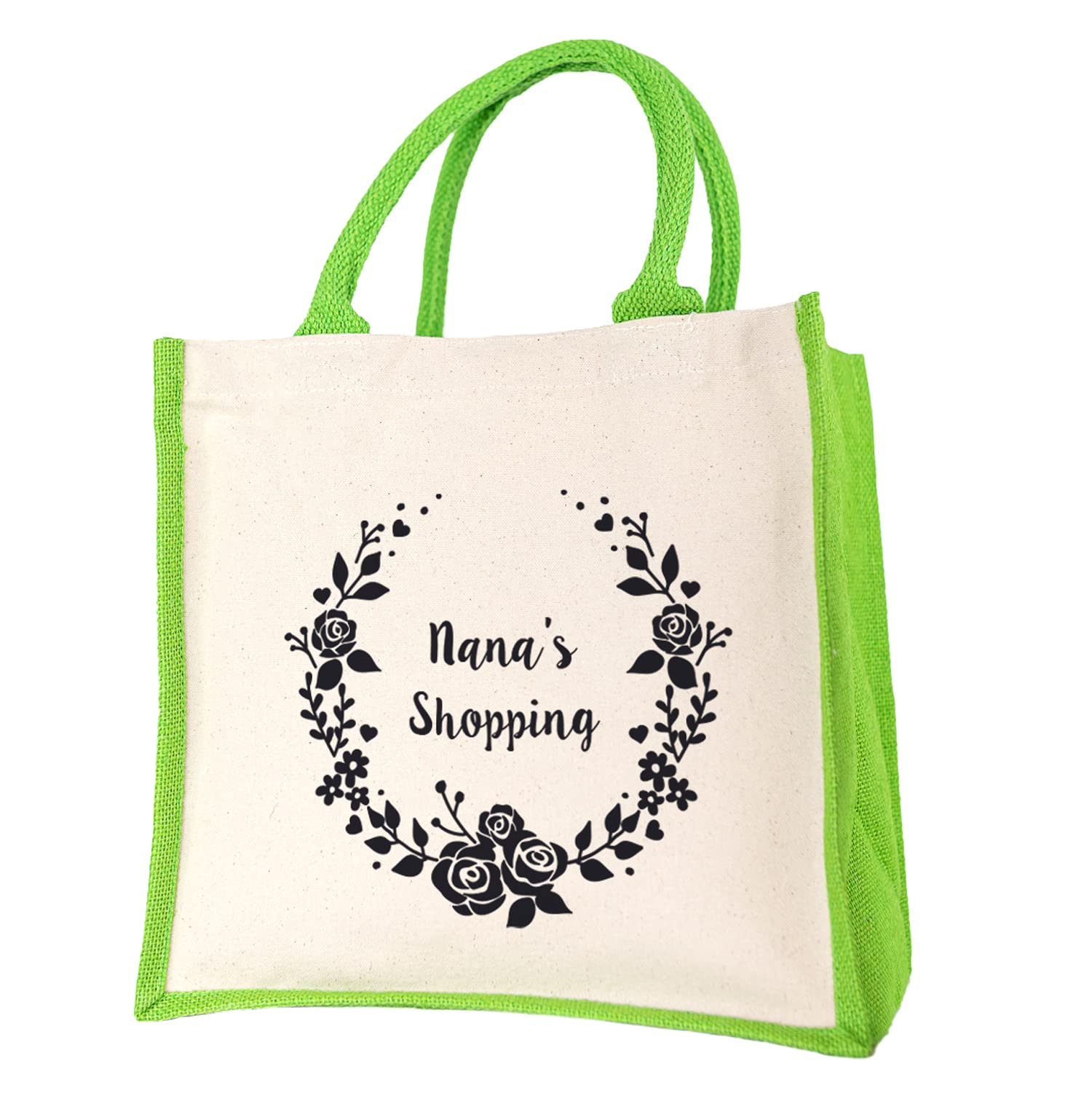 Stickerscape Granny Wreath Shopping Canvas Bag | Mothers Day Gifts for Grandma | Green
