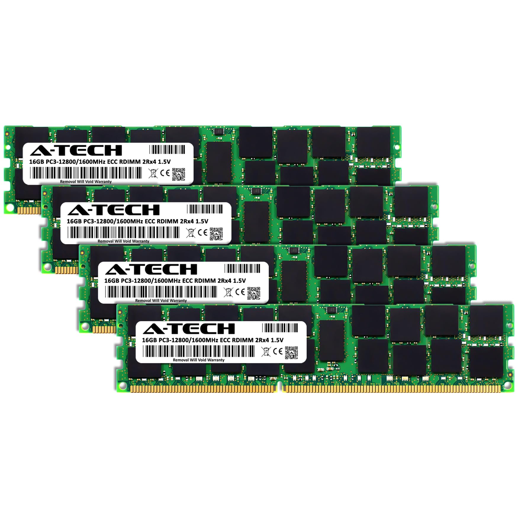 A-Tech 64GB Kit (4x16GB) DDR3 1600MHz PC3-12800R ECC RDIMM