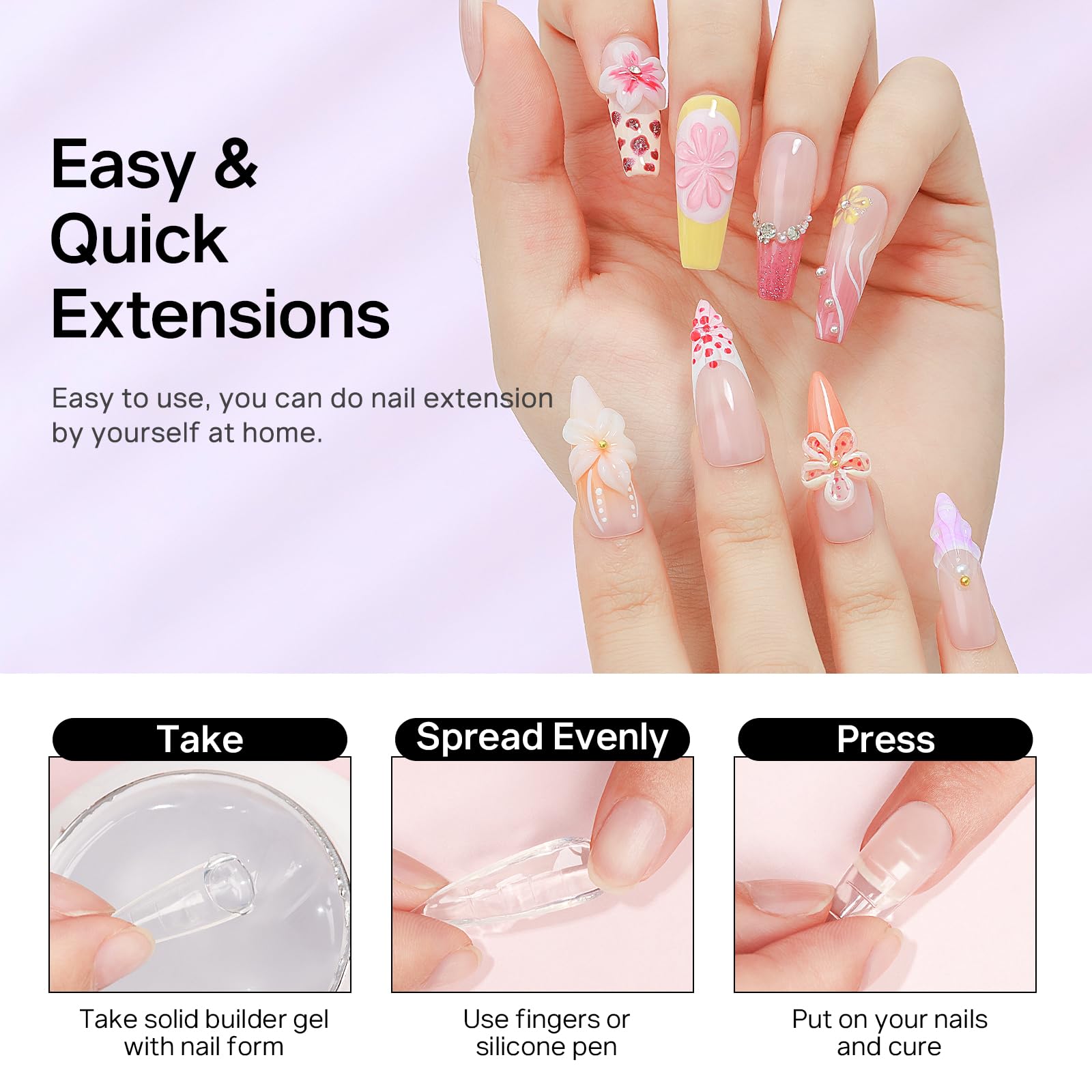 MIZHSE Builder żel do przedłużania paznokci i 3D Nail Art, klej do paznokci, żel 3D lakier do paznokci UV, narzędzie do manicure "zrób to sam"