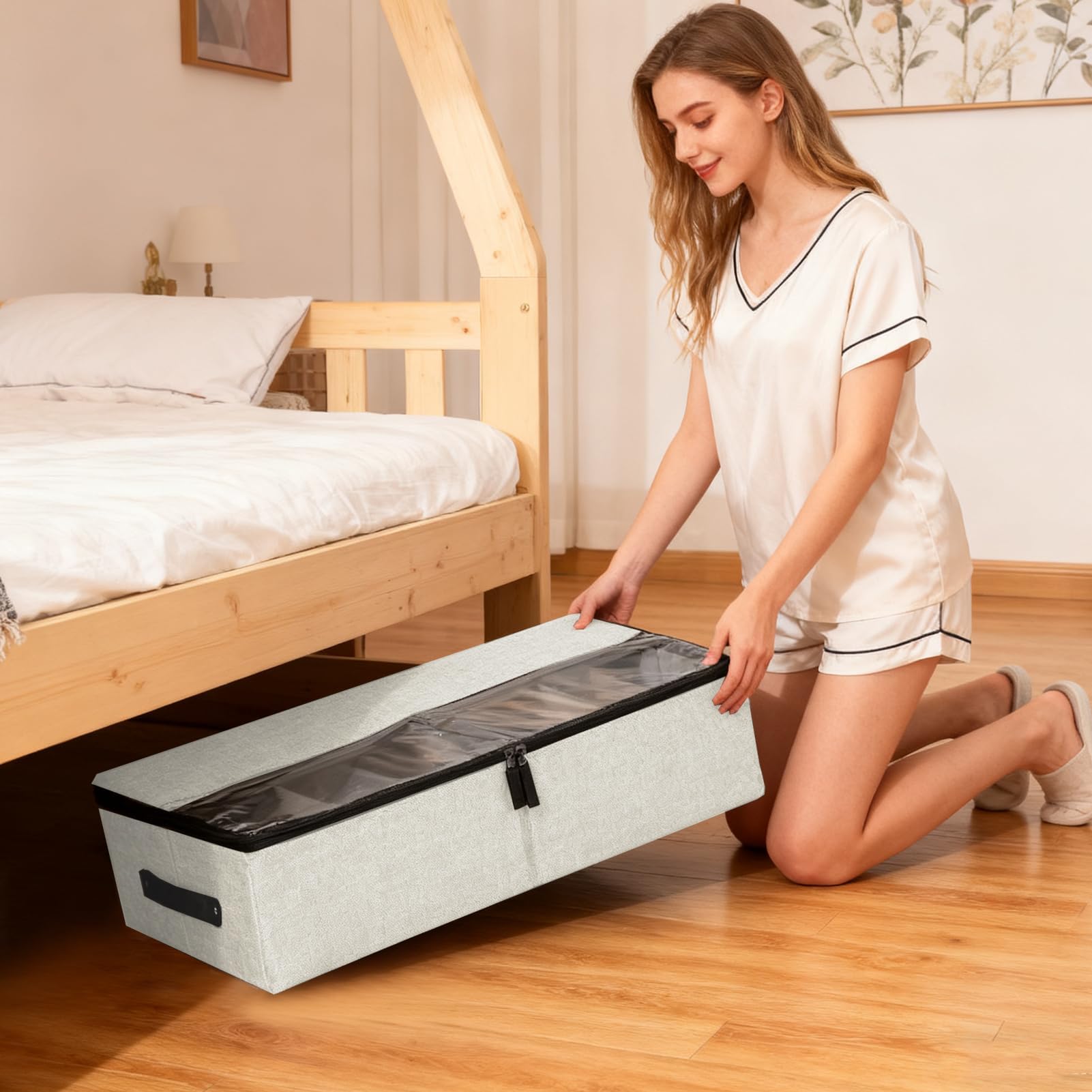 Transparente Schuh-Aufbewahrungsbox mit herausnehmbarer Trennwand, stapelbar für Schuhe, Kleidung, Spielzeug, ideal für Schlafzimmer, Wohnzimmer, Schrank und Kofferraum-Aufbewahrungslösungen