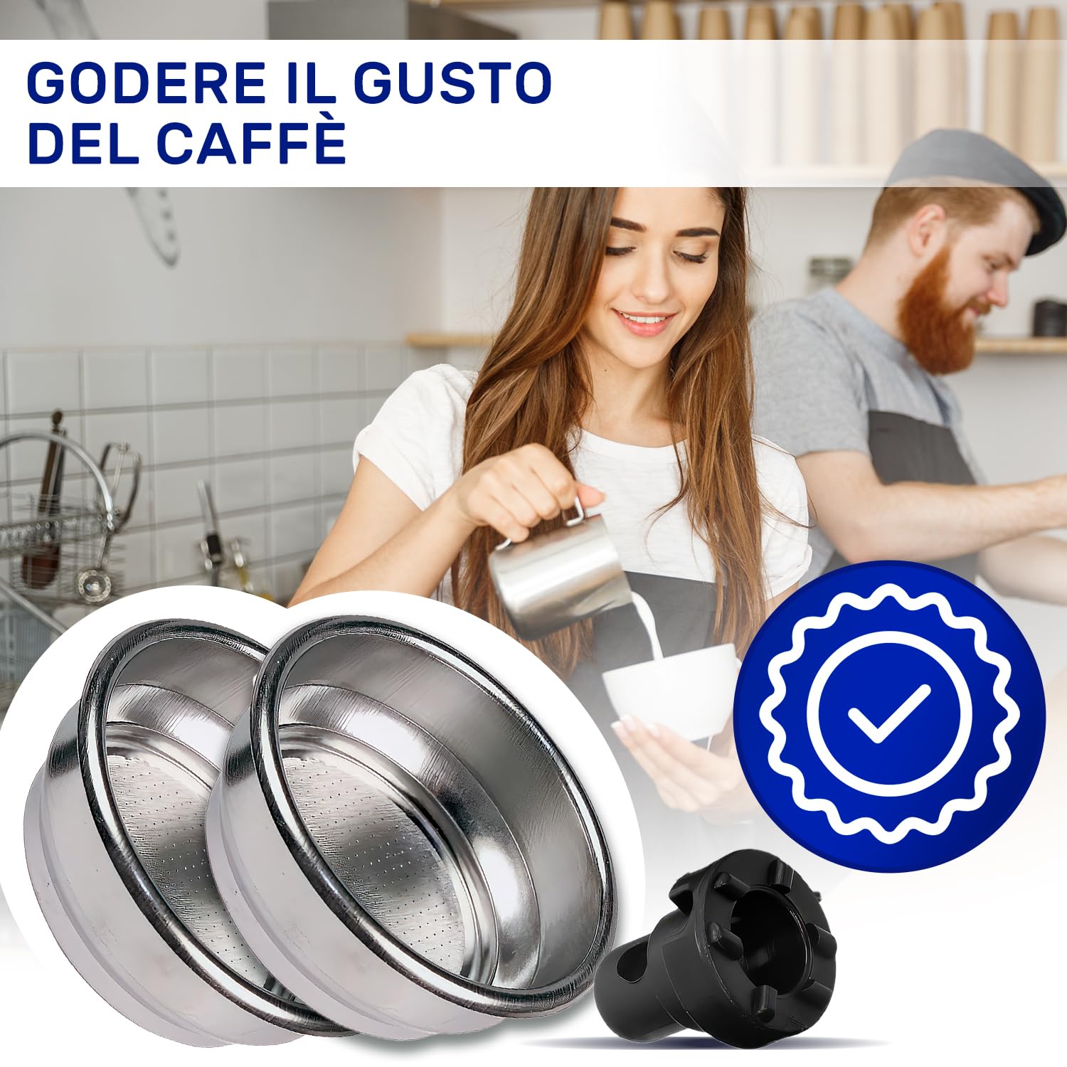 2 Filtri Per Caffè Permanenti In Acciaio Inox 304 Con Manico In Plastica – 6-8 Tazze, Maglia Fine 100 Mesh, Riutilizzabili, Adatti Per Macchine Da Caffè Standard (Oro)