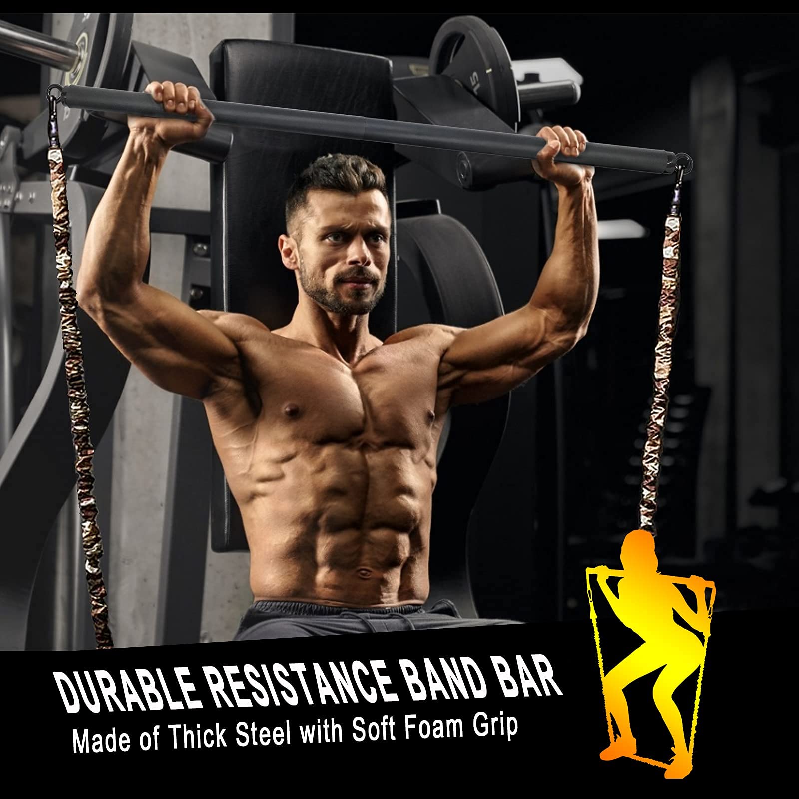 Standing Chest Press Bench Press Press Up With Resistance Band