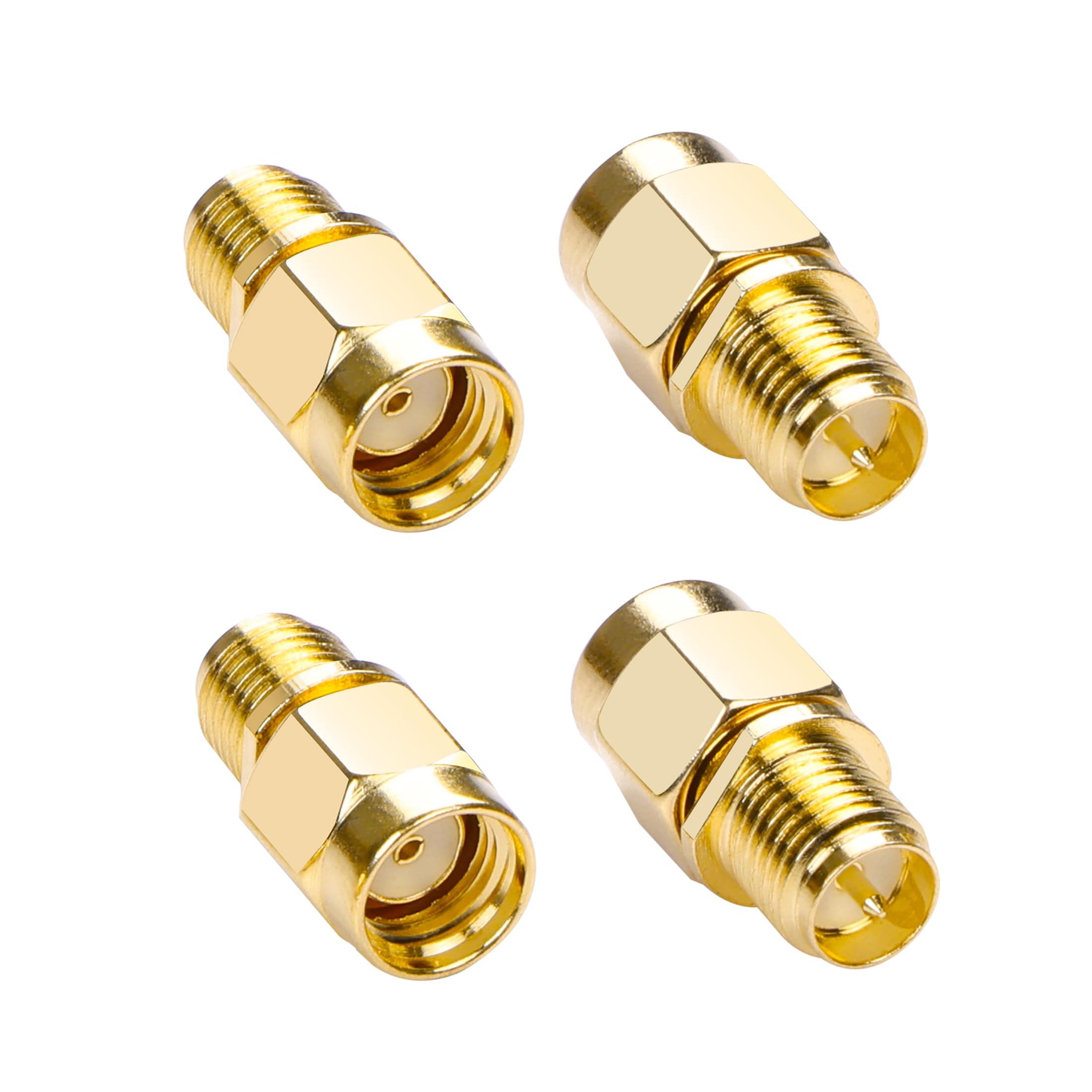 YAODHAOD 4PCS SMA Coax Connector Cable Gender Changers RP-SMA Male to RP-SMA Female RF Coaxial Adapter Low Loss Coaxial Connector for Radio Antenna