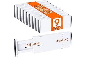 Lifewit 9-Pack Drawer Dividers with Adjustable Length