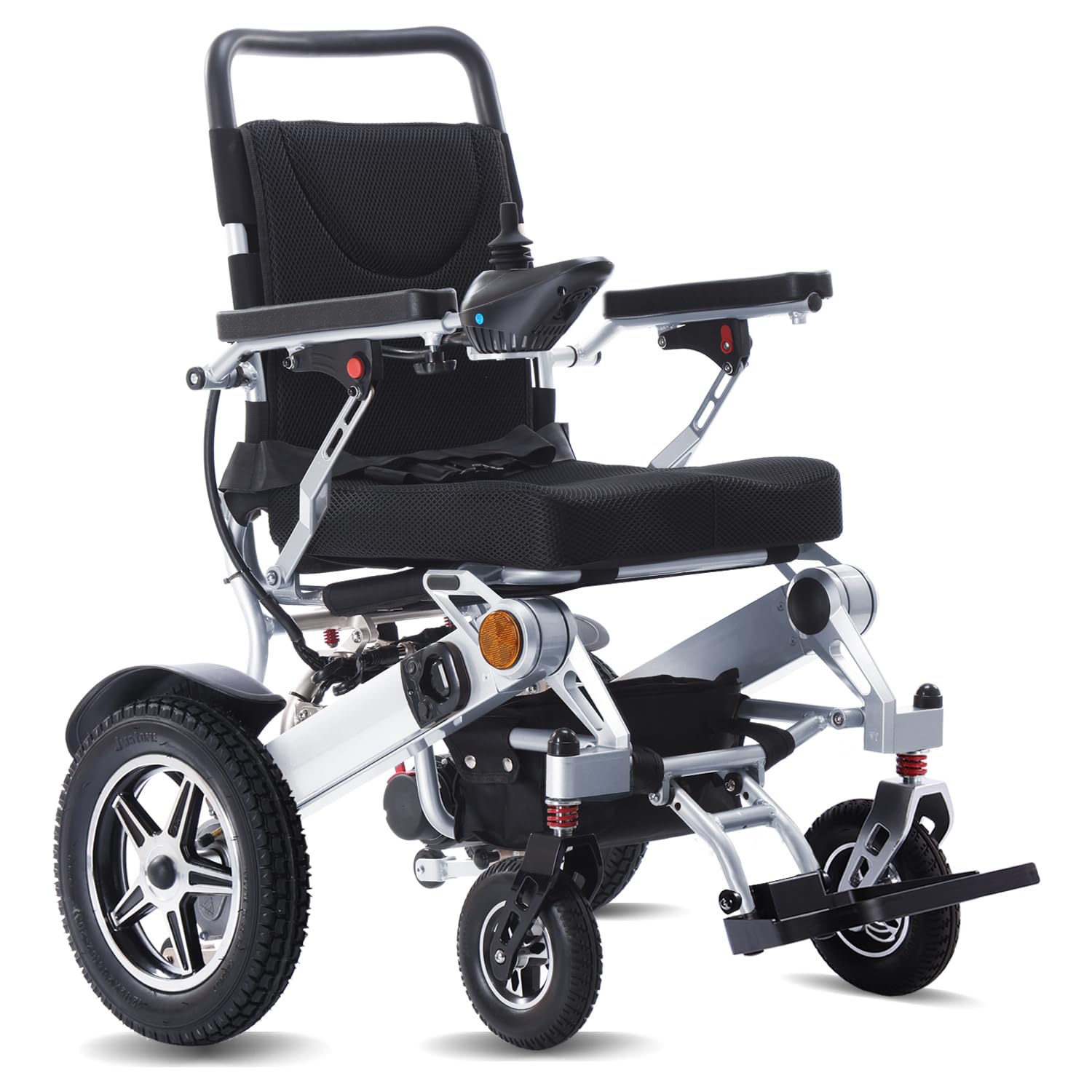 Faltbarer Elektrorollstuhl für Erwachsene & Senioren, elektrischer Rollstuhl mit 2×250W Motor, 20Ah Lithium-Akku (2 Batterien), bis zu 32 km (20 Meilen) Reichweite(silver)