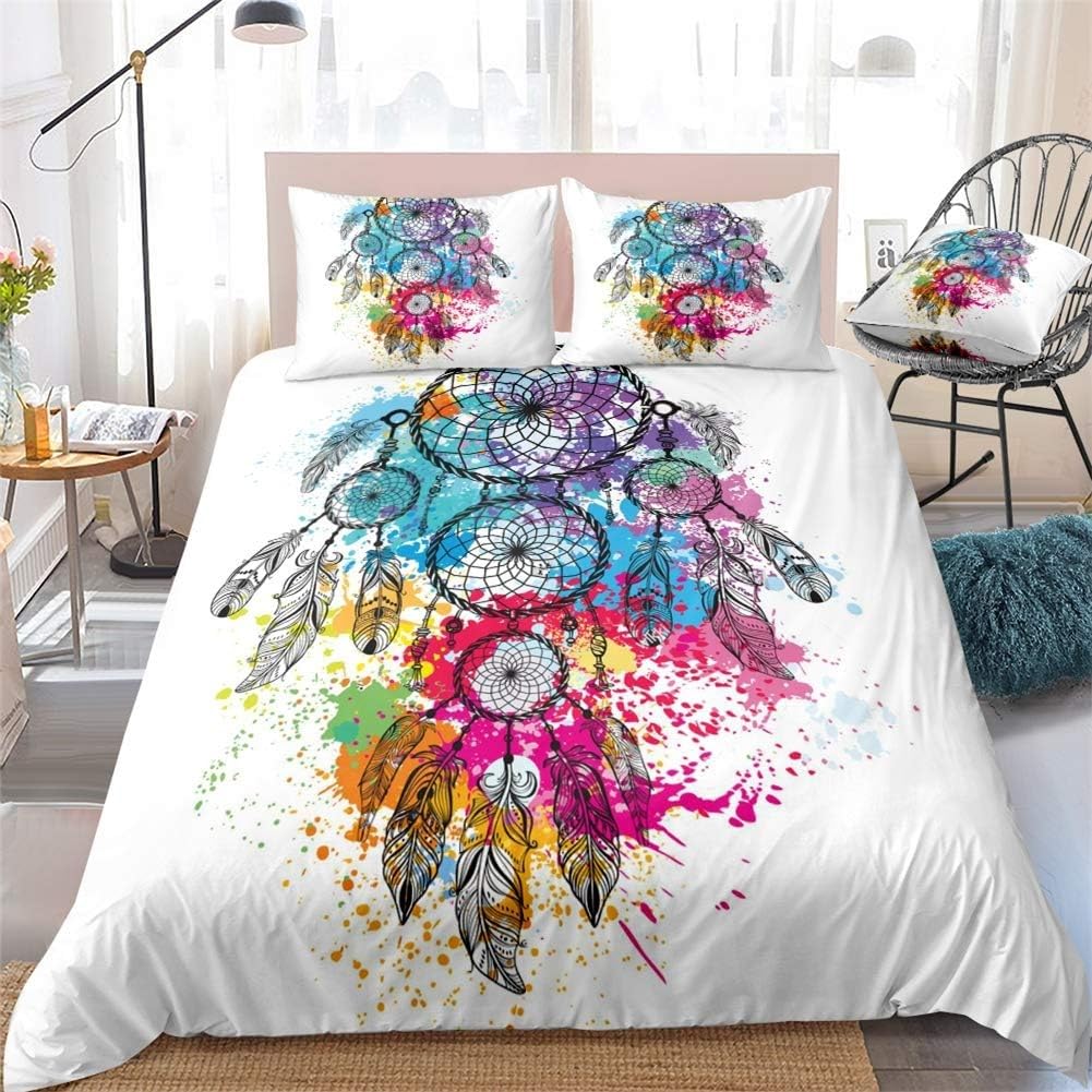 Parure de lit 220x240 attrape rêves avec 2 taies d'oreillers 65x65