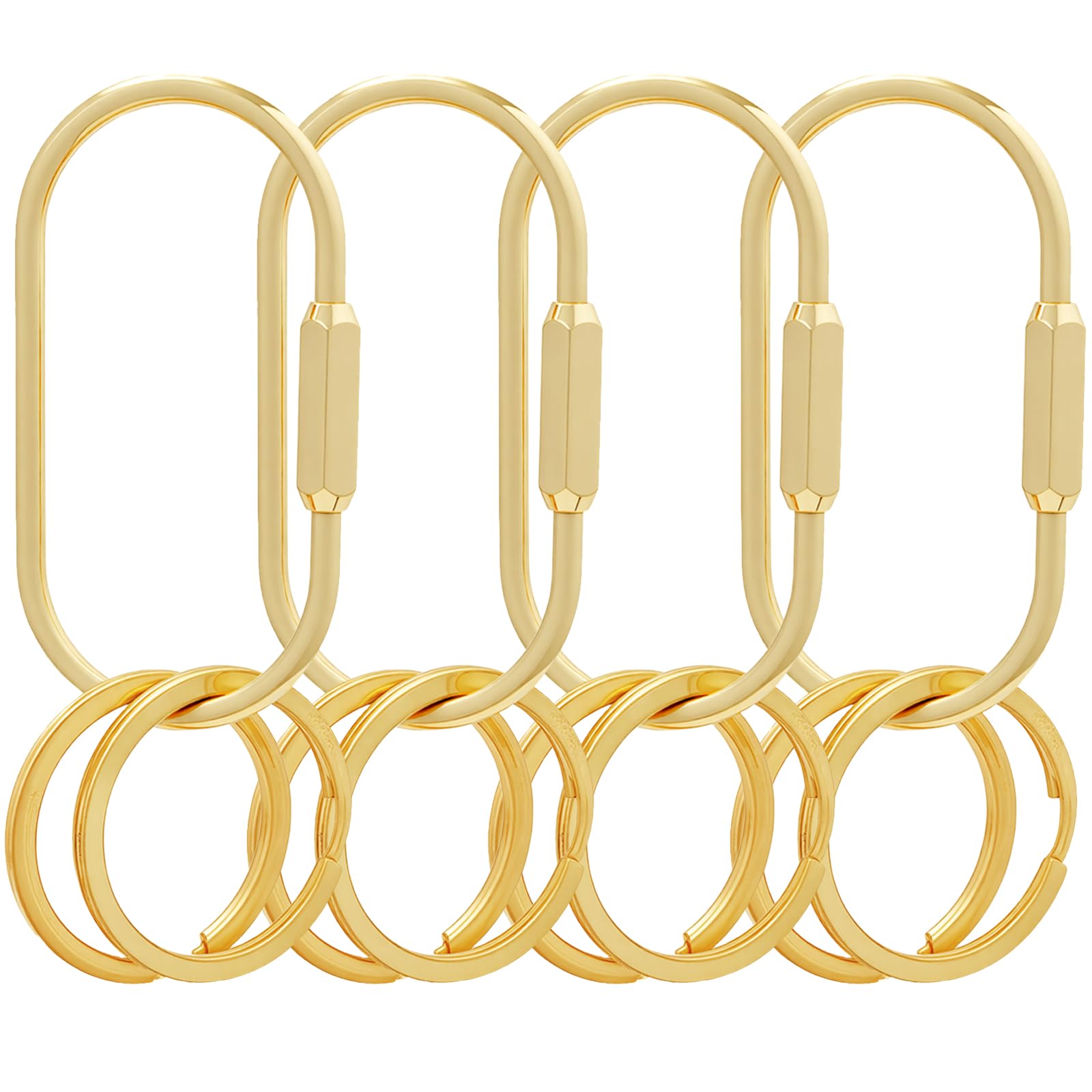 Locking Key Rings,Carabiner Keychain Clip for Keys,Purse Bag Charms Holder for Handbags,Screw Lock Key Organizer,Brass