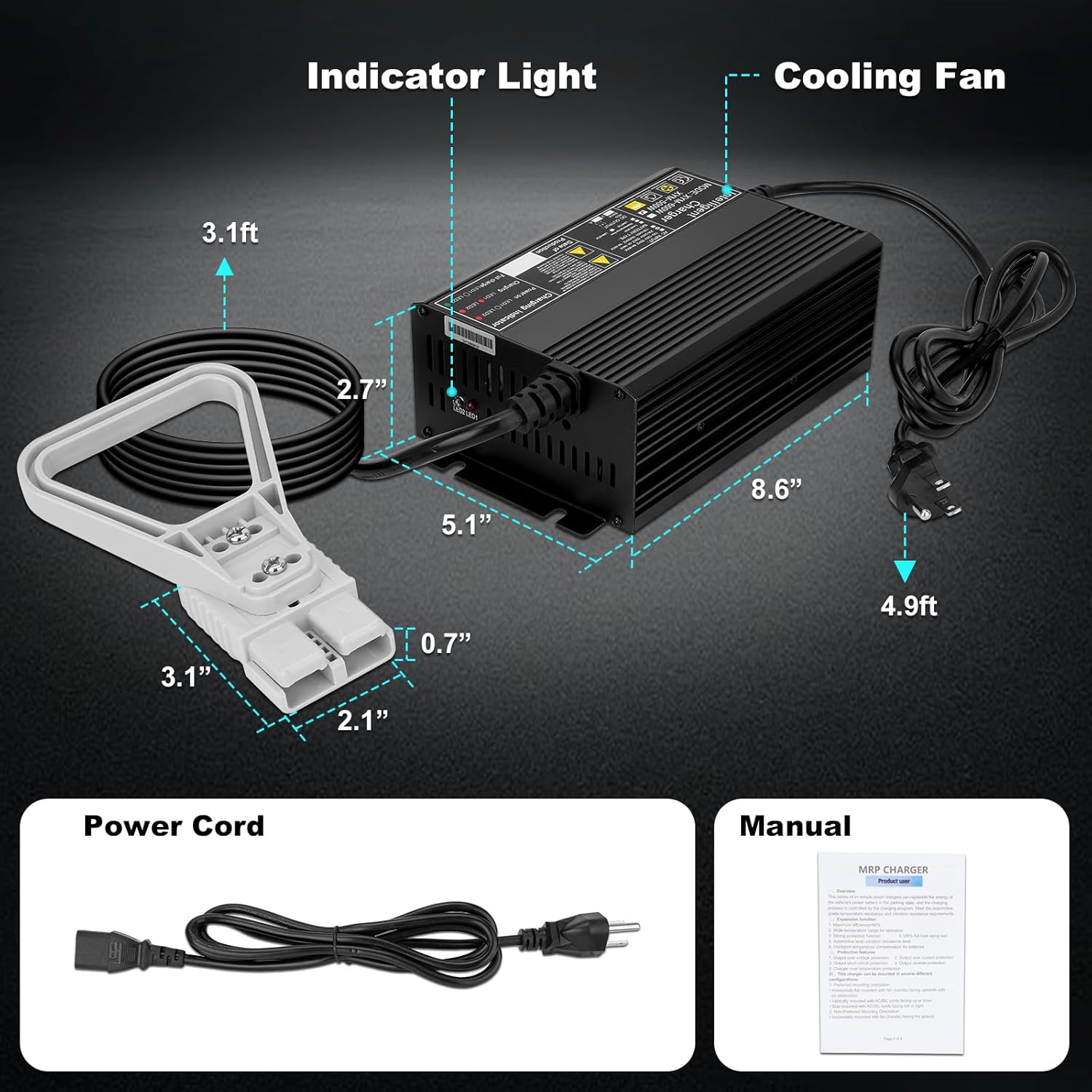 24V 15A Battery Charger for 24V Floor Scrubber Sweepers with Anderson SB50 Style Connector Compatible with Tennant T3 T5 T7 T300, Nobles SS3 SS5, Clarke Focus II