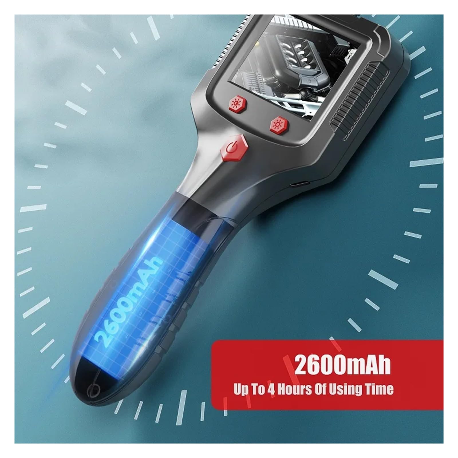 2.4 ''Schermo IPS Telecamera Endoscopio Industriale HD1080P 30 Metri Cavo Tubo Fognatura Ispezione Periscopio IP68 Impermeabile LED 2600mAh(15m,8MM Side Lens)
