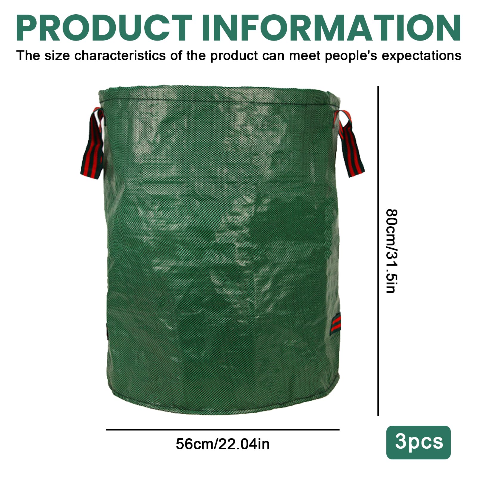 3 sacs à déchets de jardin de 200 l : sacs à feuilles mortes de jardin avec poignée, sacs poubelle de jardin réutilisables, sacs à déchets de jardin, pliables sacs à déchets de jardin, imperméables