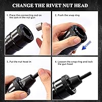 Vista 5 de Pistola Neumática para Tuercas Remachables 8-32,10-24,1/4-20 con Mandriles de Repuesto, Pistola de Remachadora de Tuerca de Grado Industrial 1500