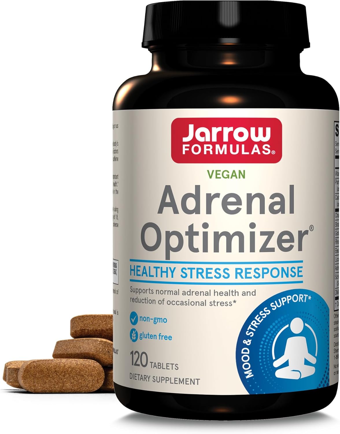 Jarrow Formulas Adrenal Optimizer with Ashwagandha, Chamomile and Schizandra Extract, Supports Reduction of Occasional Stress, 120 Vegan Tablets, 60 Day Supply