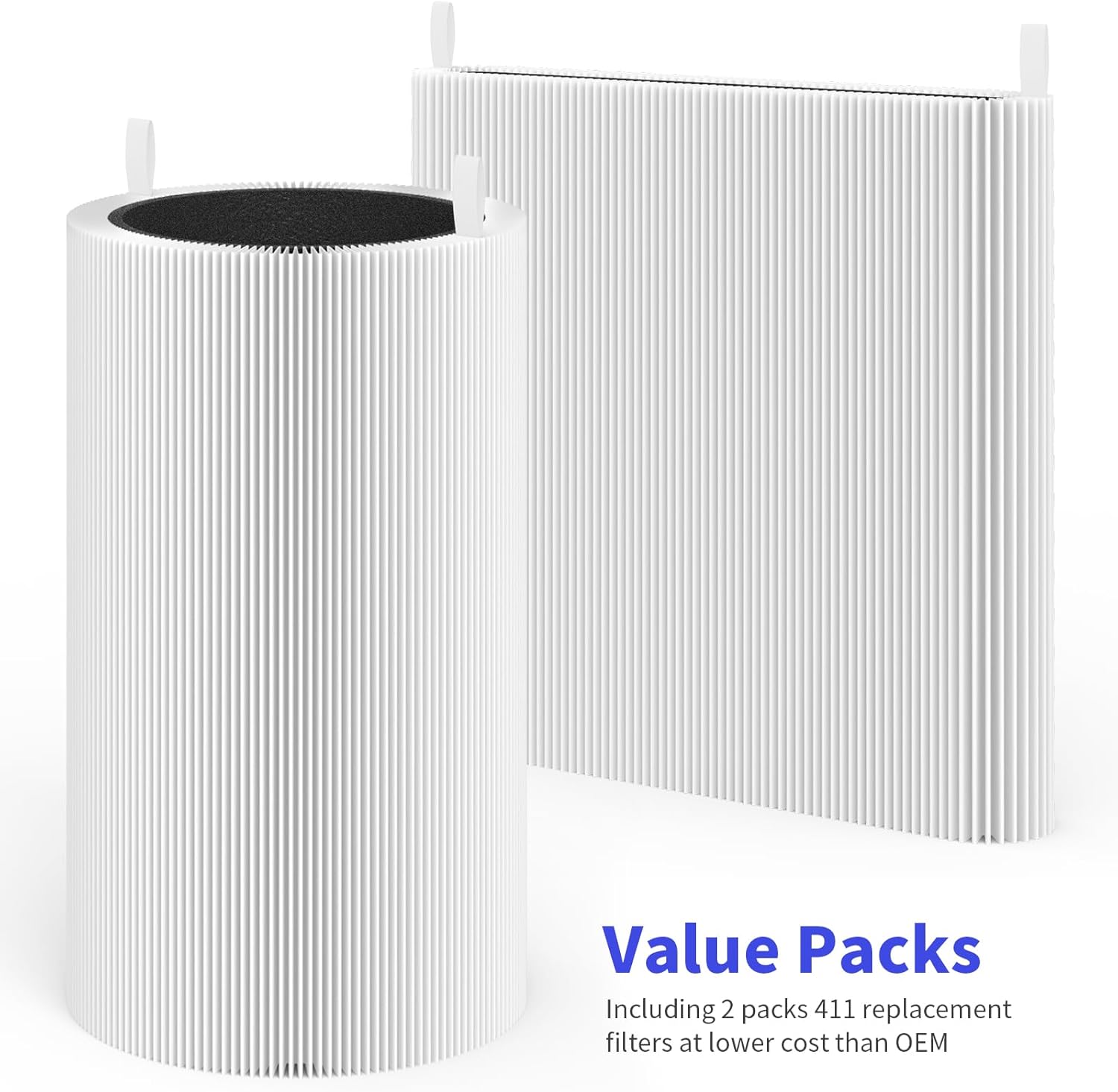 2 Packs 411 Replacement Filter Compatible with Blue Pure 411, 411+, 411 Auto & Mini Air Purifi-er with 3pcs Outer Cloth Pre-Filter Cover