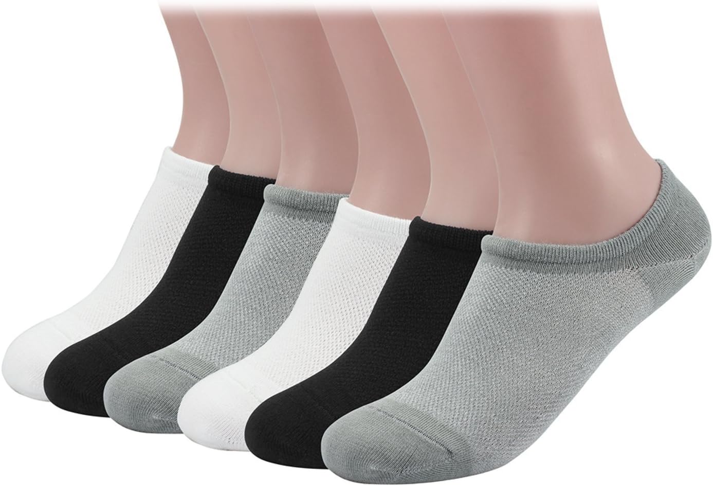 6 Pairs Men Ankle Socks Bamboo Non Slip No Show Flat Boat Line Short Socks Breathable Comfortable