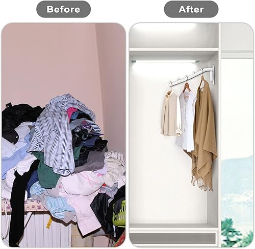 Miniatura 7 de Sumnacon 2 percheros de acero inoxidable para colgar ropa, con brazo oscilante, perchero resistente para lavandería, dormitorios, tendedero de ropa