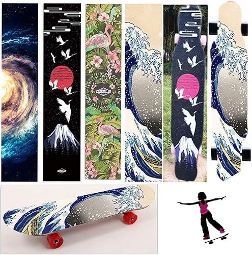 Miniatura 5 de 47 "X10" Skateboard Longboard Dancing Board Impermeable Diamante Griptape Hoja Etiqueta Etiqueta Cubierta Papel de lija