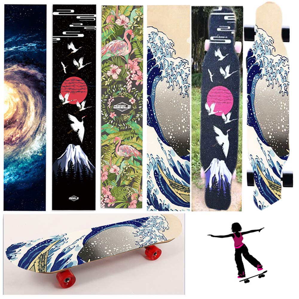 KMKANPO 81x21cm Nastro Antiscivolo Per Skateboard,Adesivo Professionale Per Skateboard,Nastro Grip Nero, Impermeabile,per Scooter, Monopattini,scale,longboard(nero