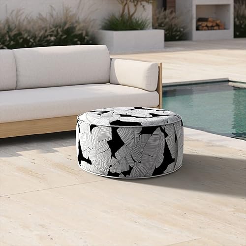 Miniatura 8 de Taburete otomano inflable de 21 pulgadas de diámetro x 9 pulgadas de alto para uso en exteriores e interiores, taburete repelente al agua con mango