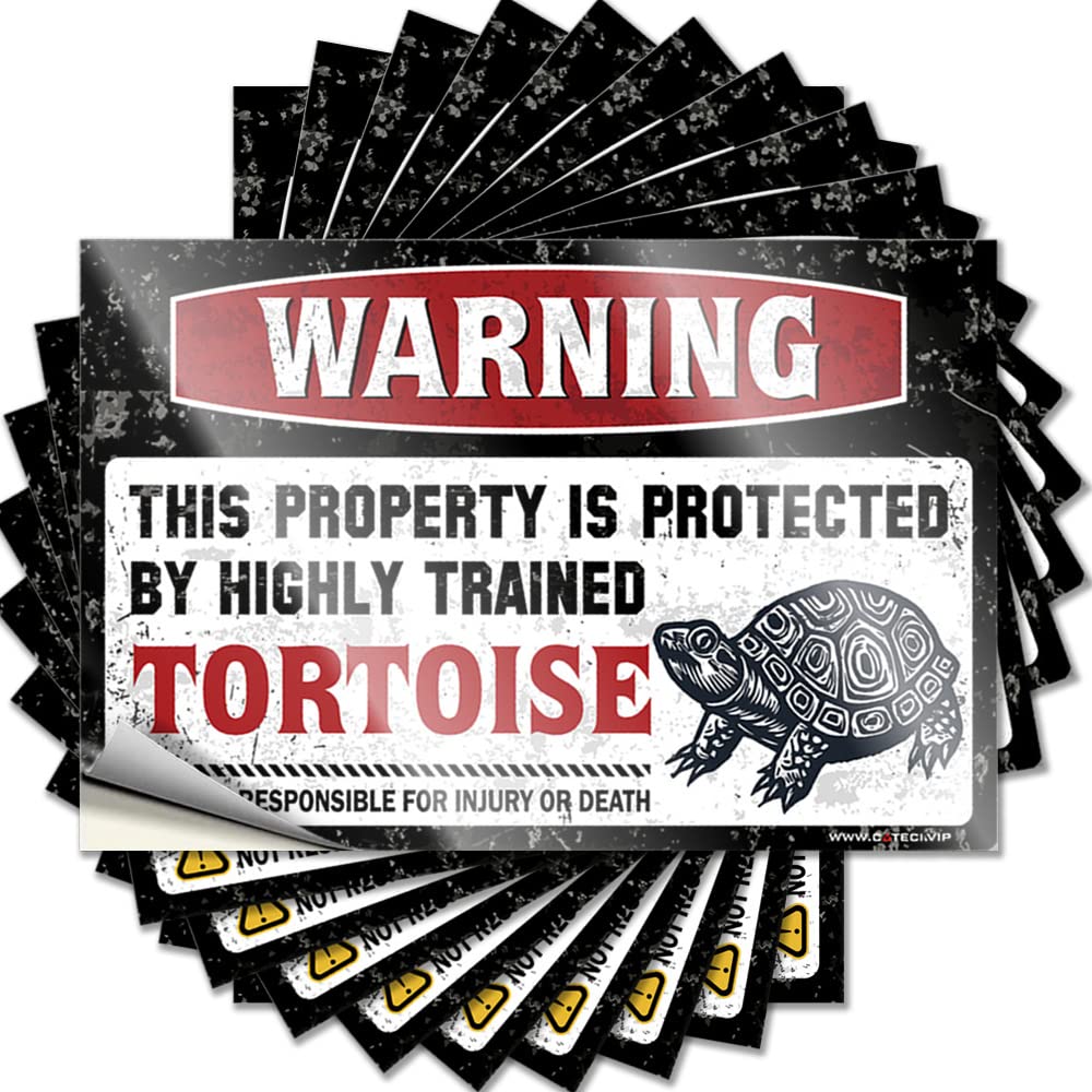 Work Desk Decor Funny Sticker Durable Laptop | Warning This Property is Protected By A Highly Trained Tortoise Sweet Self Adhesive Sticker for Indoor DIY(6X9CM)