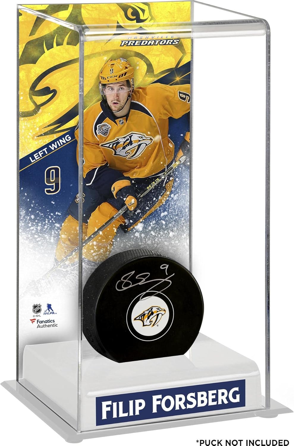 Filip Forsberg Nashville Predators Deluxe Tall Hockey Puck Case - Hockey Puck Display Cases No Logo ''Case Only''