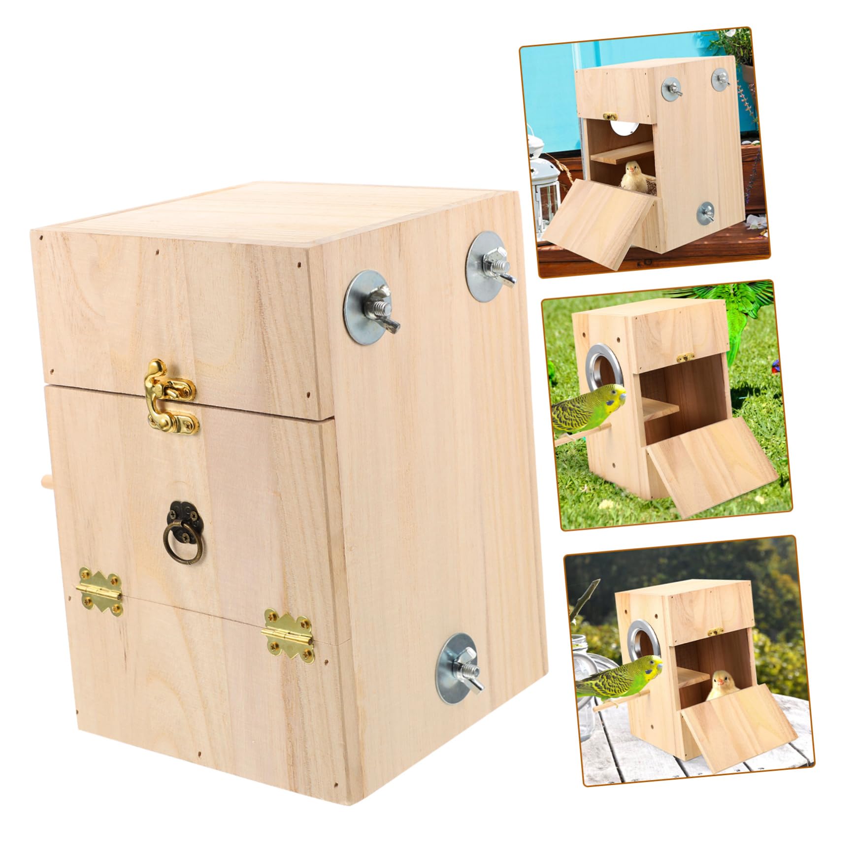 Yardwe Nid D’Oiseau en Bois, Boîte D’élevage Carrée, Lieu de Repos Confortable pour Canaris et Alouettes, Usage Intérieur