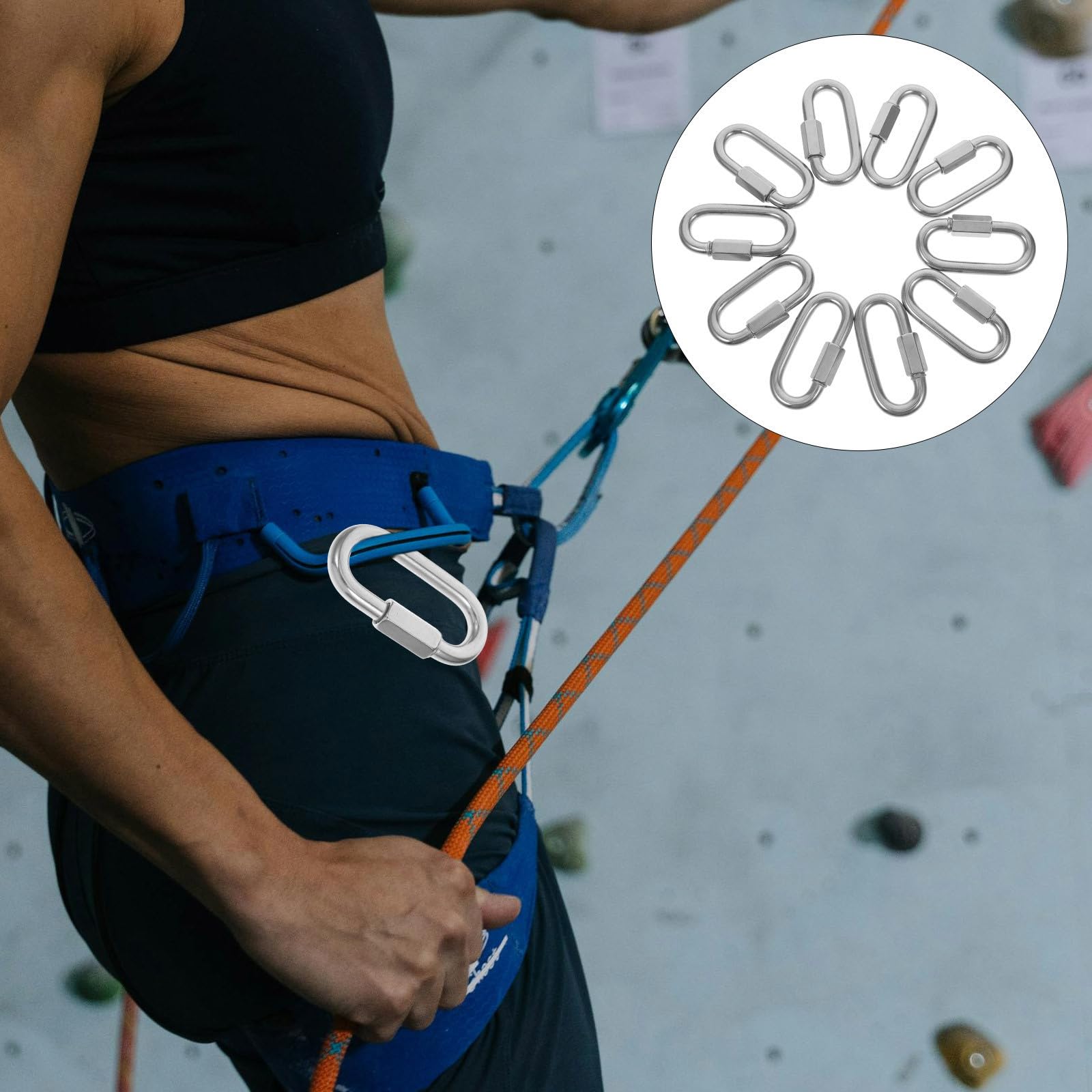 BESTOYARD 10 Piezas Enlace Rápido de Acero Inoxidable en Forma de D para Cadena, Conector Resistente y Cierre Seguro Adecuado para Camping E Industria, Diseño Versátil y Duradero