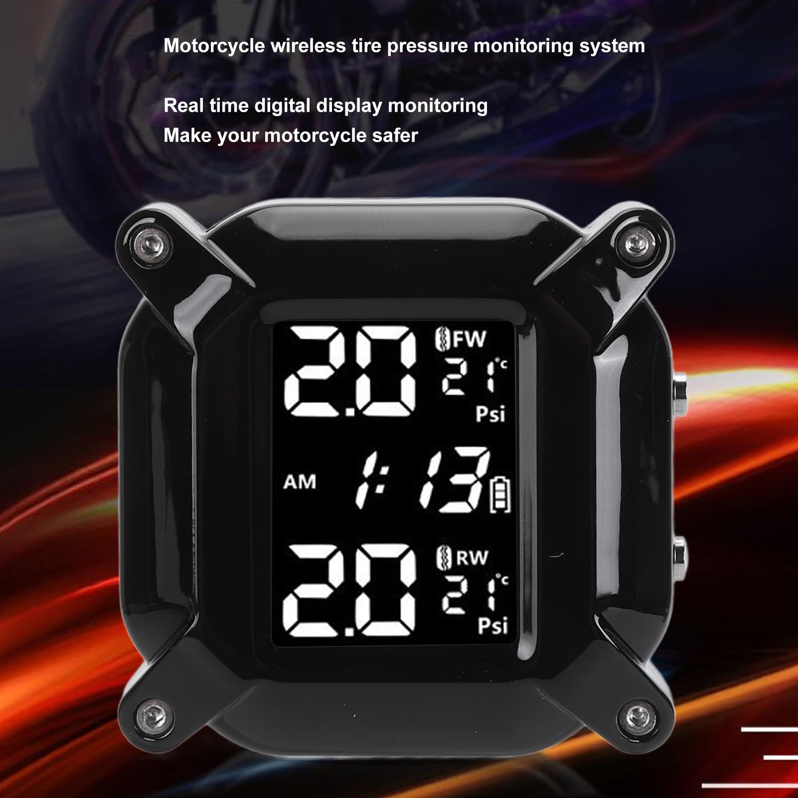 Motorcycle TPMS Tyre Pressure Monitoring System, App Control, Wireless Tyre Pressure And Temperature Detector, Bluetooth 5.0, Supports IOS And Android