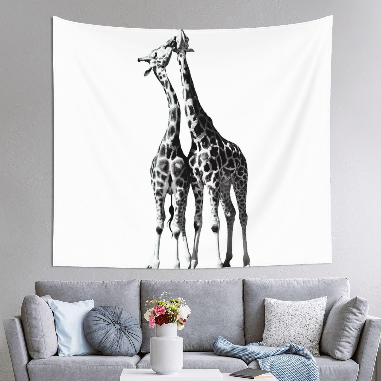 Grande tapisserie girafe africaine décoration murale suspendue chambre adulte et ado 152x130 - 8
