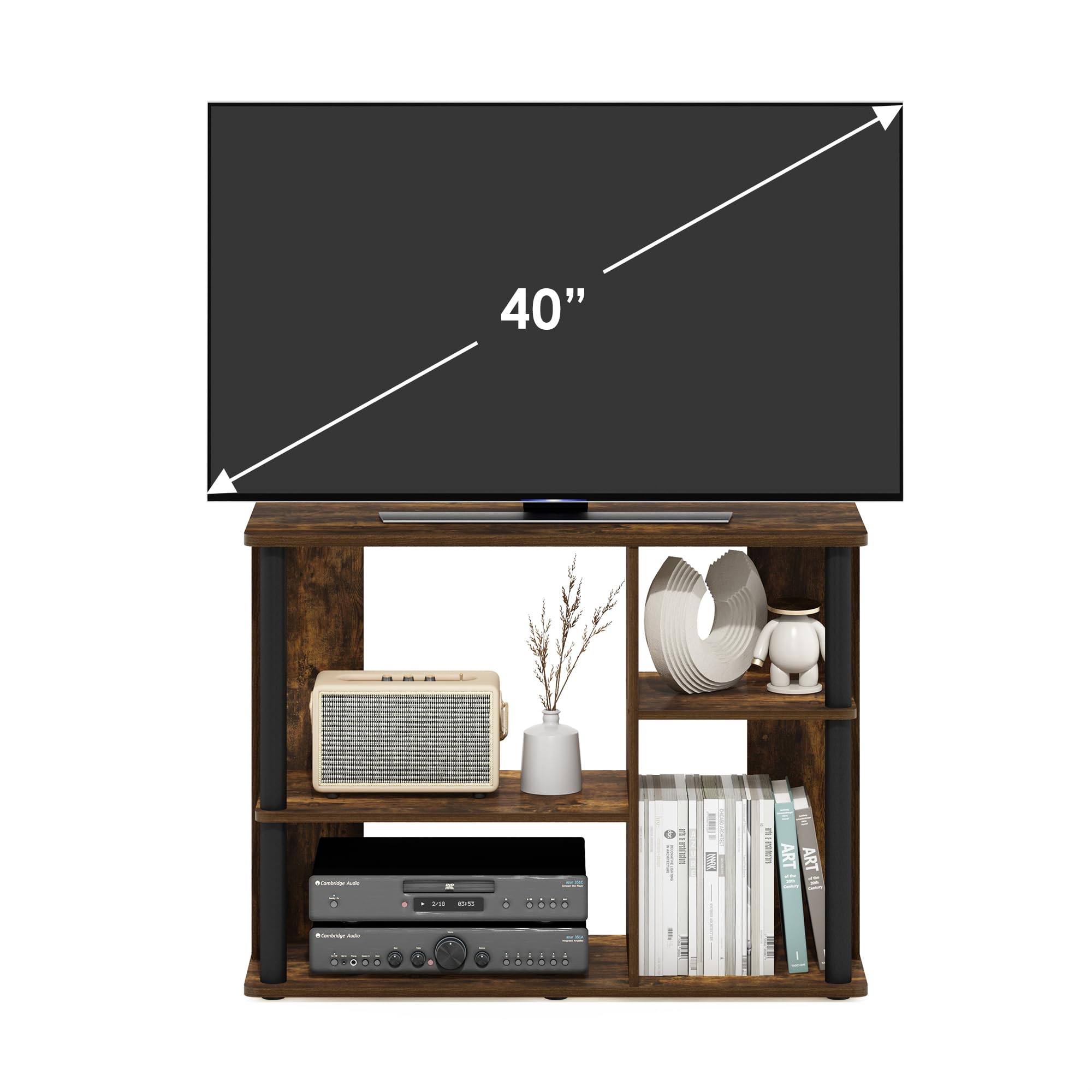 Furinno 22144Apbk Szafka pod Telewizor, Drewno Inżynieryjne, Amber Pine/Black, 29.79 x 80.01 x 60.1 cm