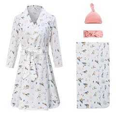 Miracle Baby Maternity Robe and Baby Swaddle Blanket Matching Robe and Swaddle Set Mom And Baby Hospital Labor