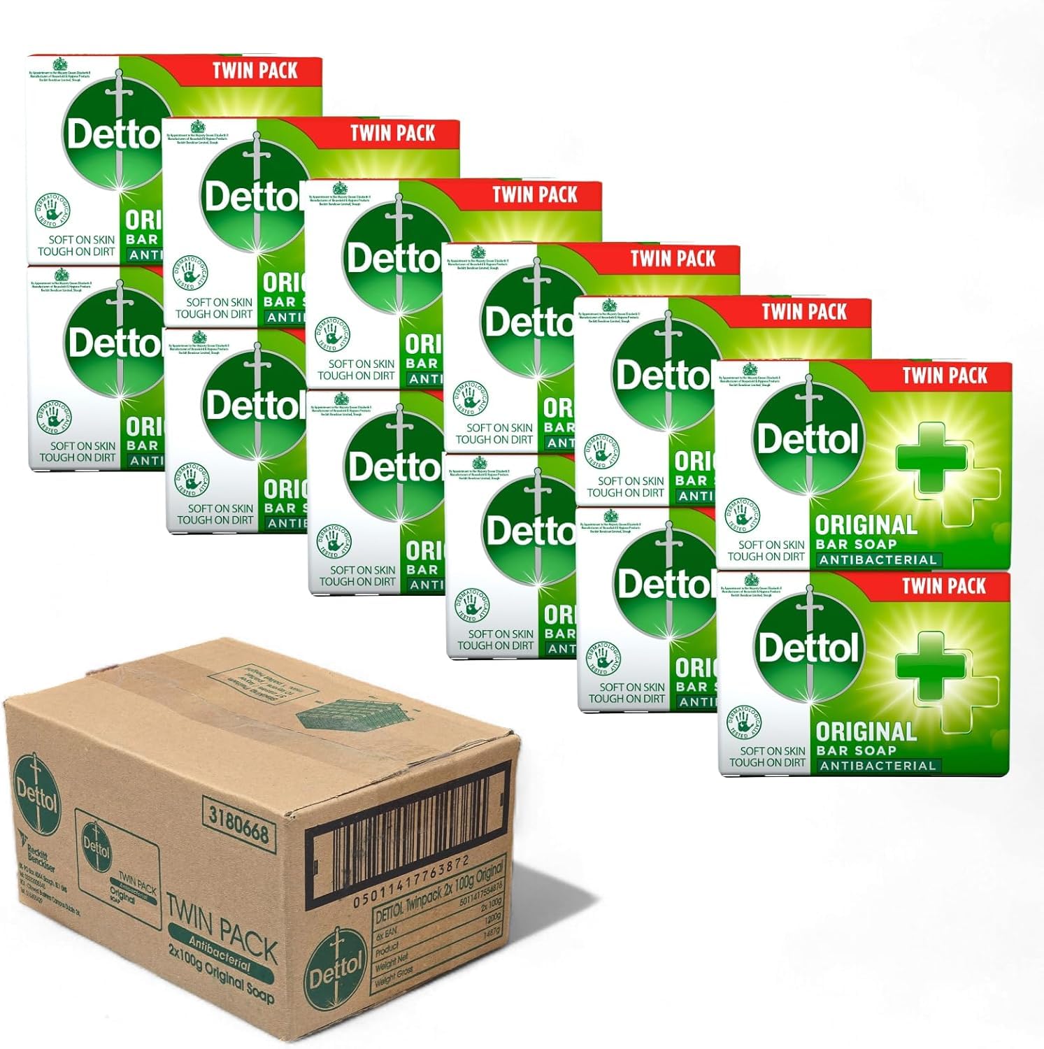 buut b Anti-Bacterial Original Soap 12 PCS PACK, big Family Pack, 12 g (Pack of 1)