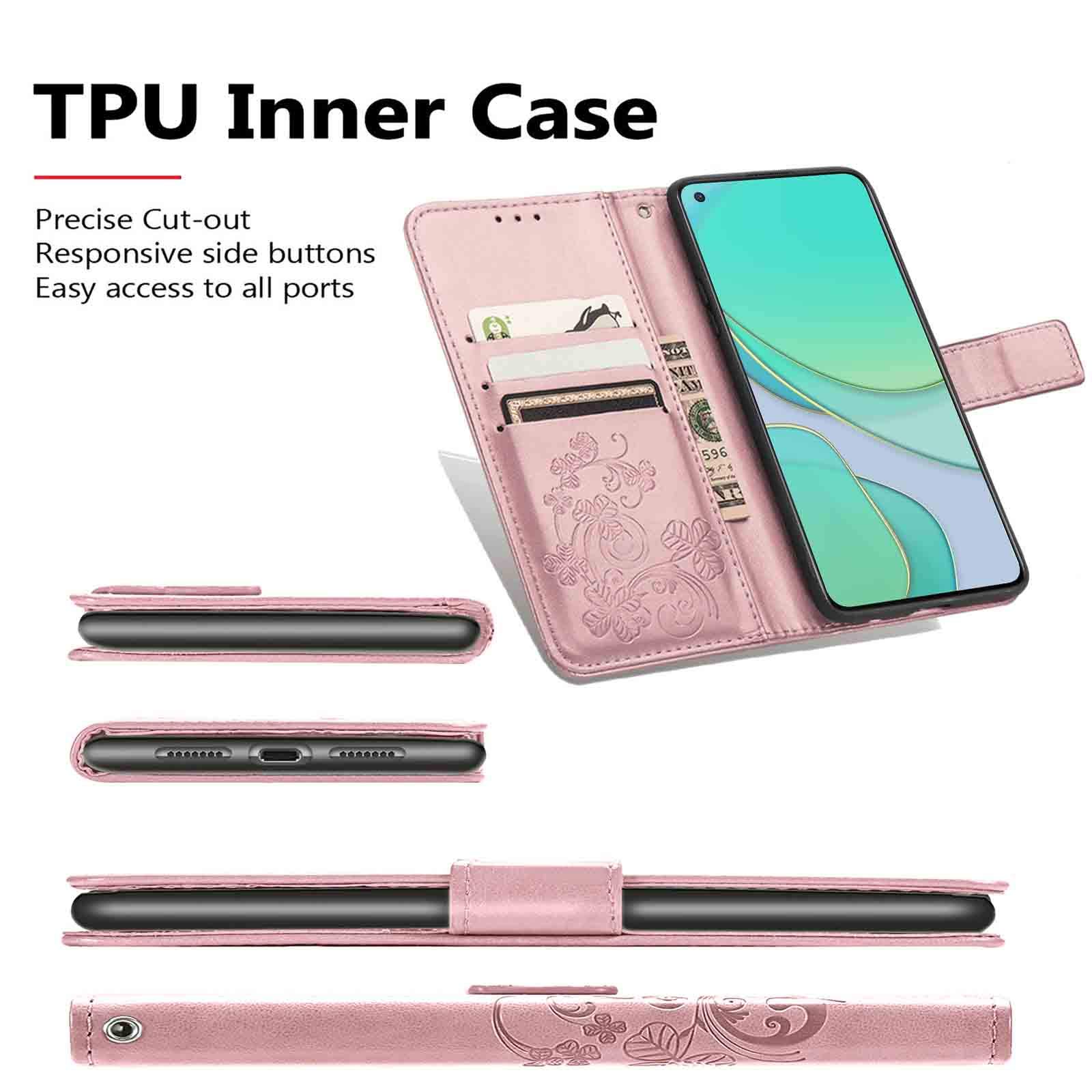 GOKEN Cover per Oppo Reno 11F 5G, Custodia Flip TPU/PU Portafoglio Pelle con Stand/Carte Slot, Chiusura Magnetica 3D Rosa Telefono Case Custodie, Oro