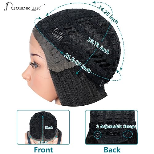 Miniatura 4 de Peluca larga de encaje frontal negro para mujer, 38 pulgadas, peluca de encaje frontal sintética resistente al calor, densidad del 150% (1B)