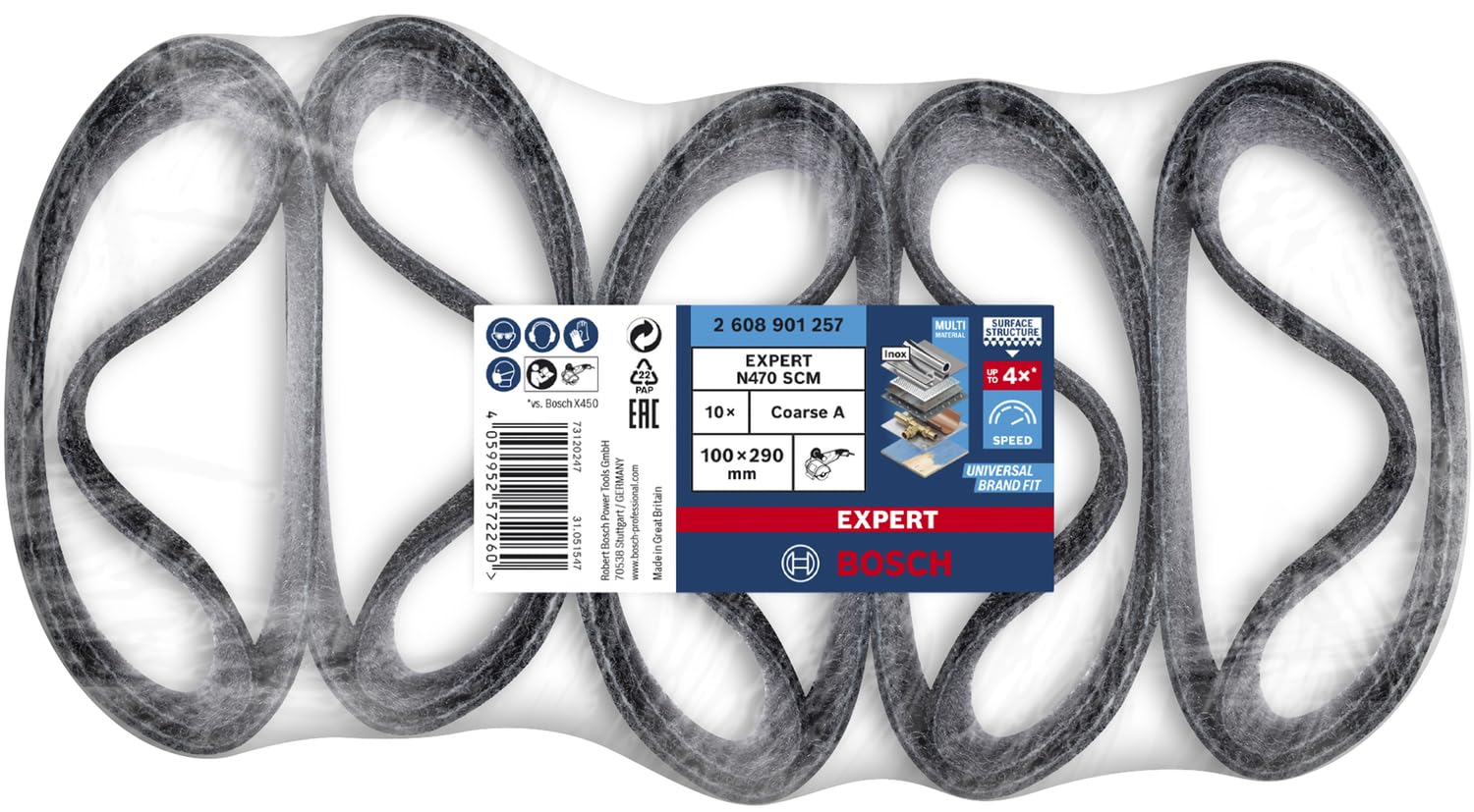 Bosch Expert N470 - Lote de 10 fundas de lija (para láminas de acero, acero inoxidable, diámetro de 100 mm, grano grueso, accesorio profesional para lijadora)