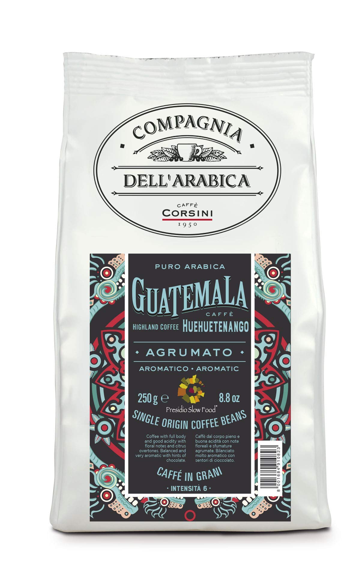 Caffè Corsini - Kawa Ziarnista 3x250g Compagnia Dell'Arabica Mix Gwatemala/Etiopia/Salwador, Single Origin, Łącznie 750 g