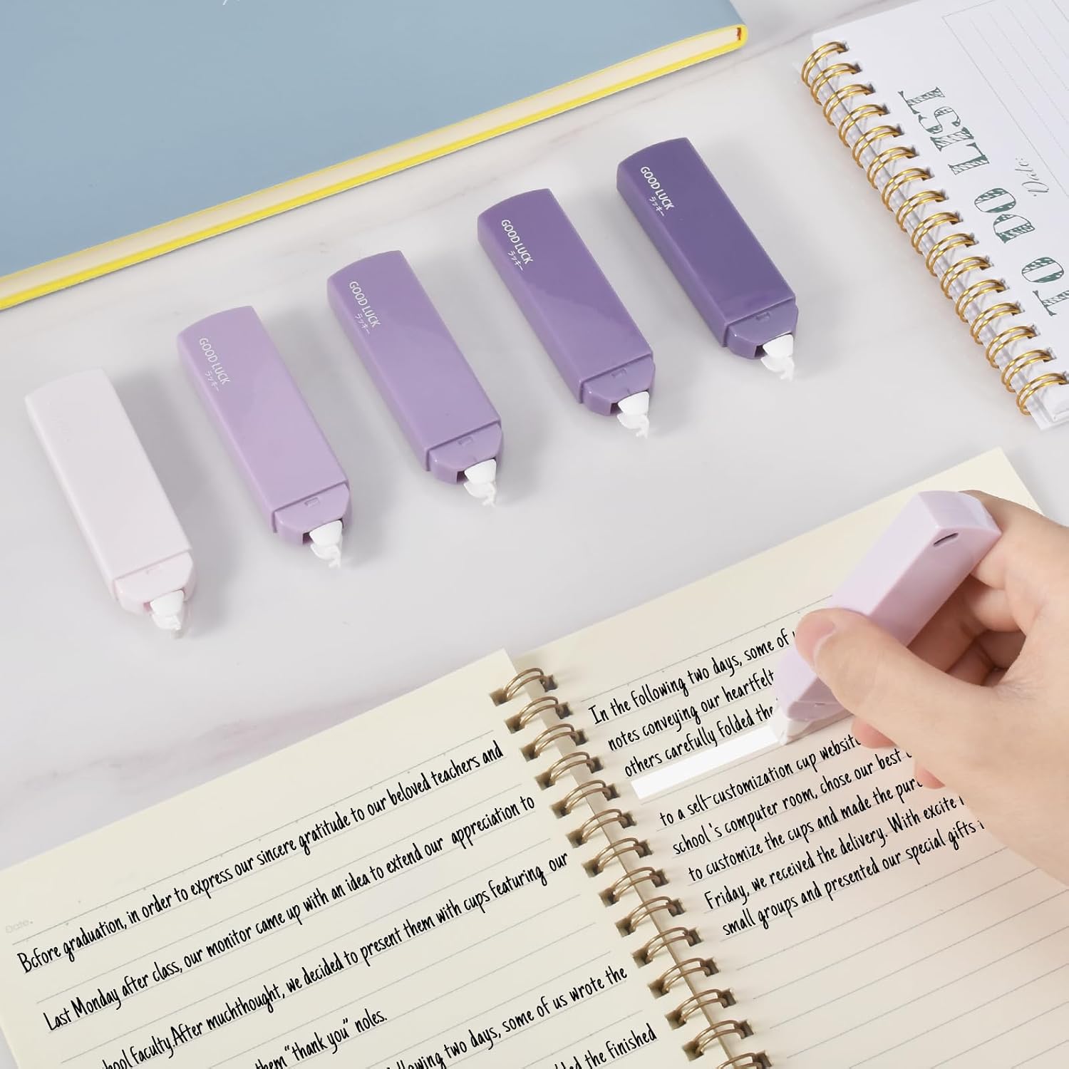Temiary 6Pcs Mini White Correction Tapes, Quick Dry Smooth Pull Out, Purple image 5