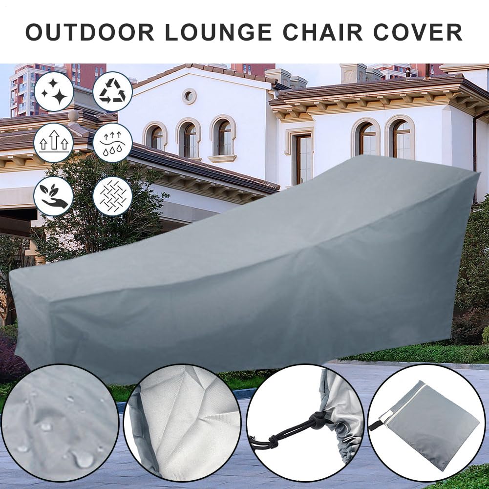 Funda Protectora Impermeable Para Tumbona De Jardín - Tela Oxford 190T, Medidas 210x75x40-80 Cm, Con Cordón, Anti-UV Y Polvo