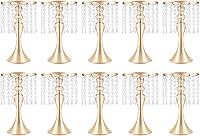 JAYEUW 10 Pack Gold Crystal Flower Stands 13.7in Tall - Wedding Table Centerpieces Vases for Parties Home Decor