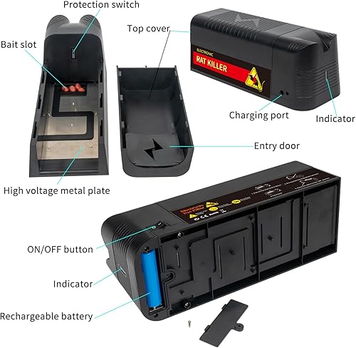 Miniatura 5 de NAMEK Trampa eléctrica para ratas para el hogar, eficaz y humanitario para ratas de interior, exterminador de ratones, trampas mejoradas para ratas,