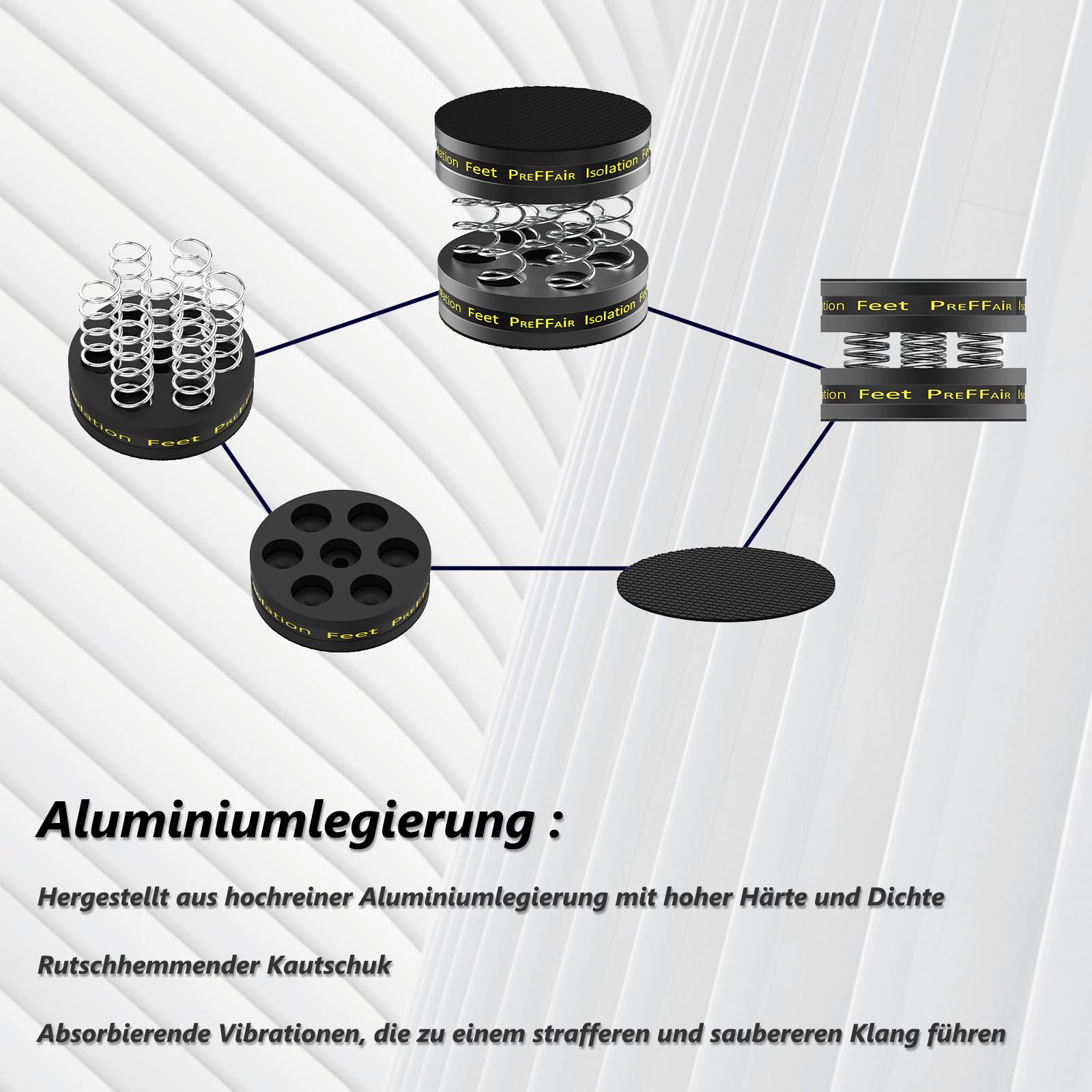 Soporte para altavoces HiFi con almohadillas de aislamiento para altavoces, pies de alta fidelidad, pies de dispositivo, amortiguador, posavasos con goma antideslizante para amplificador, subwoofer y