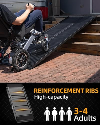 Vista 39 de VNN Rampa portátil para silla de ruedas de 3 pies, rampas de umbral de puerta de aluminio antideslizantes para sillas de ruedas para el hogar