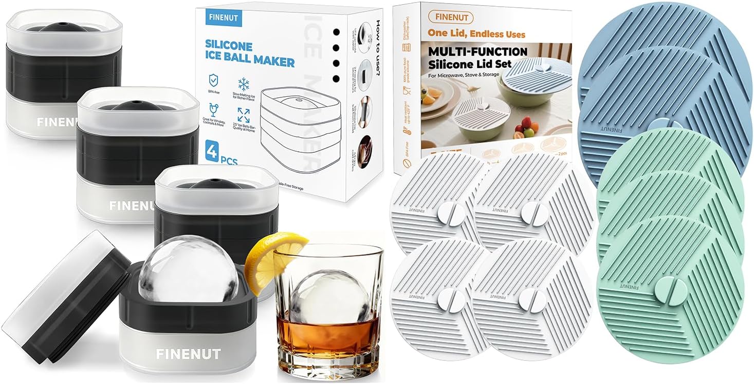 Silicone Ice Ball Maker Mold with Lid & Silicone Lids for Bowls,Pot Holders