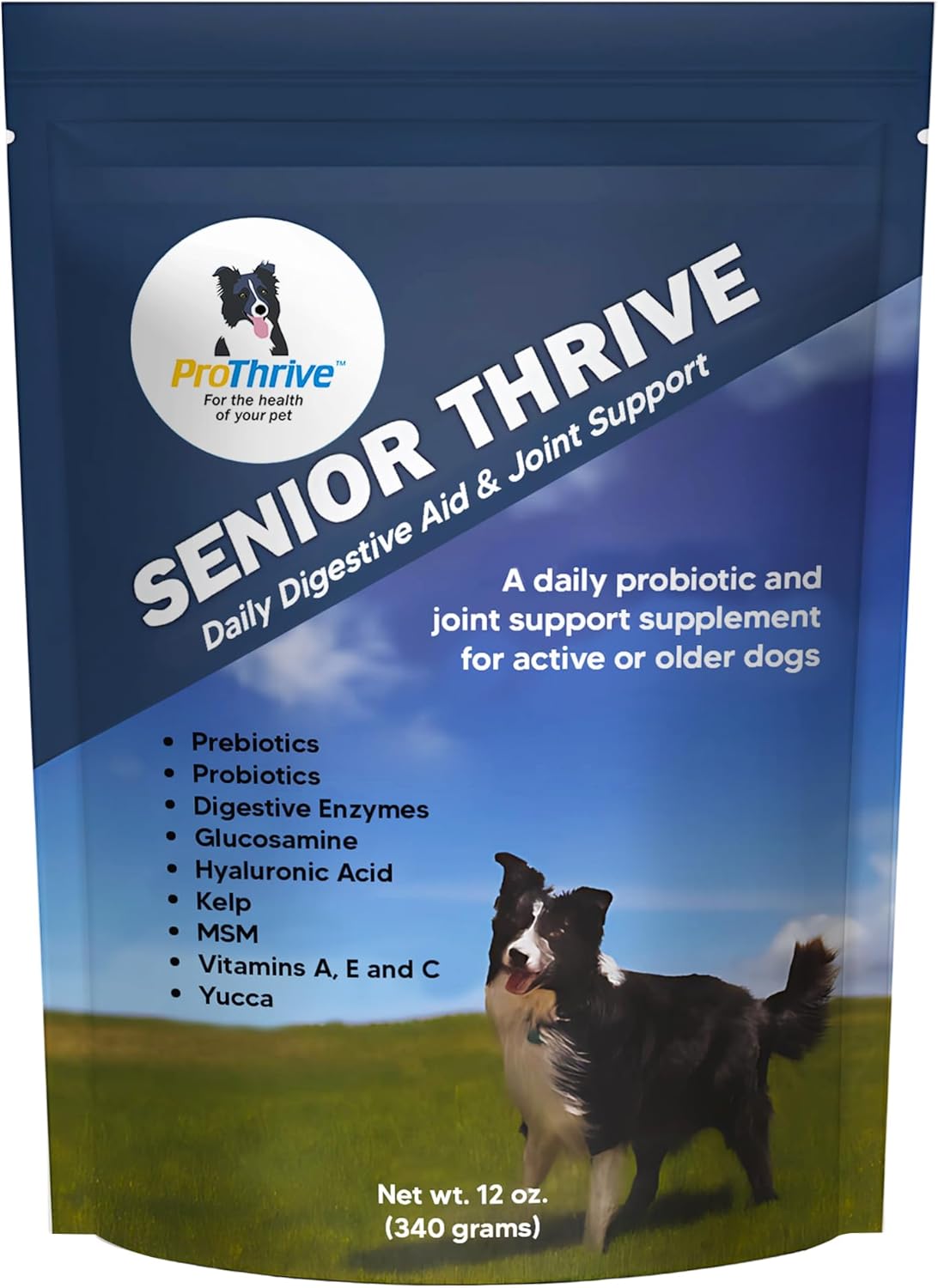 ProThrive Senior Dog Digestive & Joint Supplement - Supports Healthy Digestion, Immune System, and Joint Comfort for Aging Dogs, Advanced Relief - 12 Oz