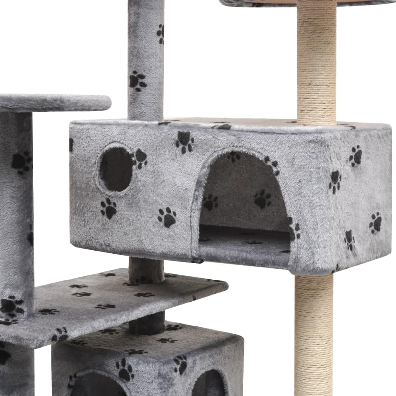 Homgoday Albero tiragraffi in sisal, 125 cm, con impronte di zampe, grigio, tiragraffi a torre per gatti, casa multilivello, centro attività per gatti, animali e articoli per animali domestici