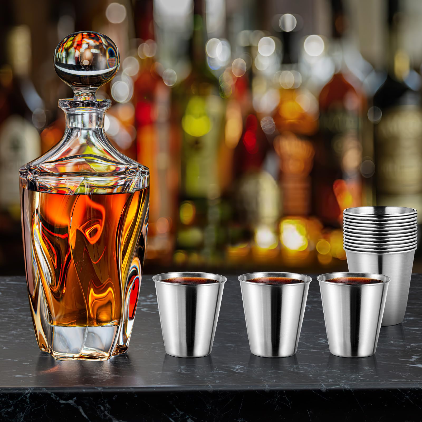 STOBOK 12 Bicchieri Inox 70Ml Bicchieri Da Liquore in Acciaio Inossidabile Portatili Resistenti Antiruggine Per Whisky Vodka Uso Domestico Bar Feste