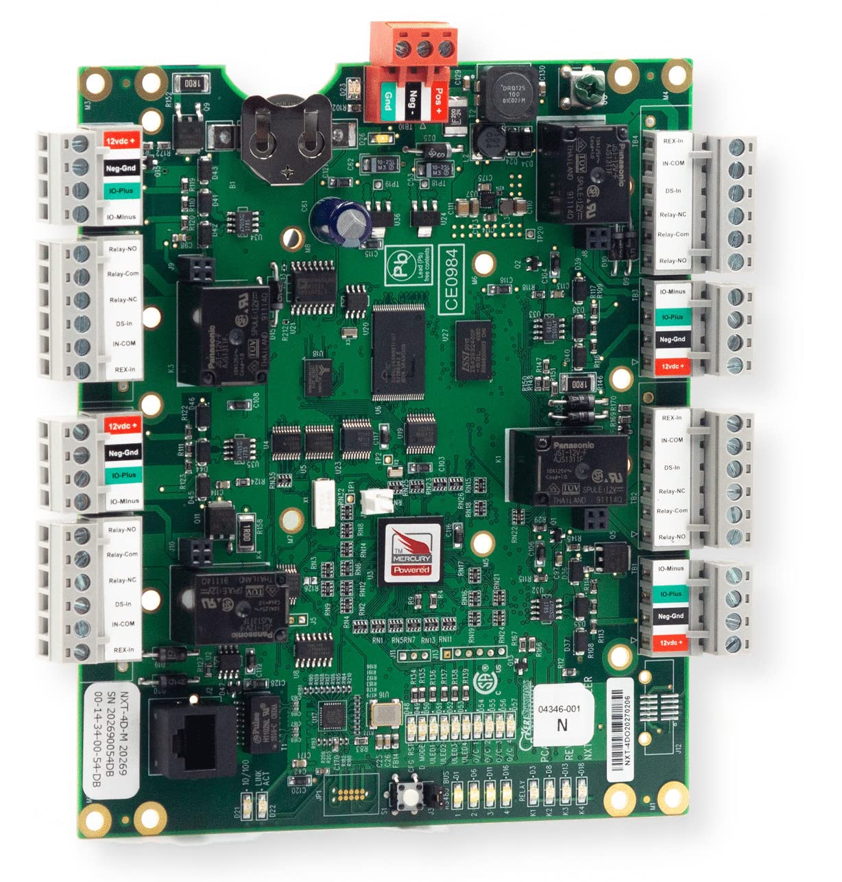 Keri Systems NXT-2D-MSC 2 Door/4 Reader NXT Controller with Mercury Firmware; On Board TCP/IP Connectivity; Controller Continues Operation When Offline; I/O Expandable 4x4; OSDP Reader Support