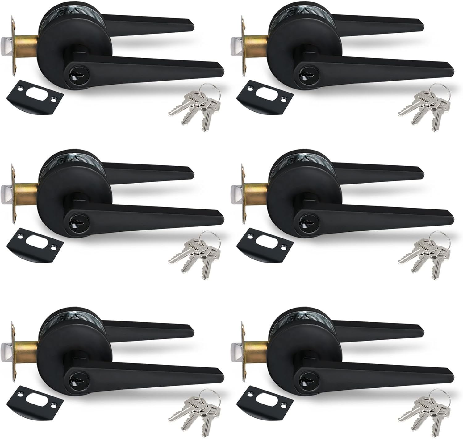 Matte Black Door Lever for Office & Exterior Door Entry Lever Door Handle Lock with Heavy Duty, MD8820-DB-ET-6P