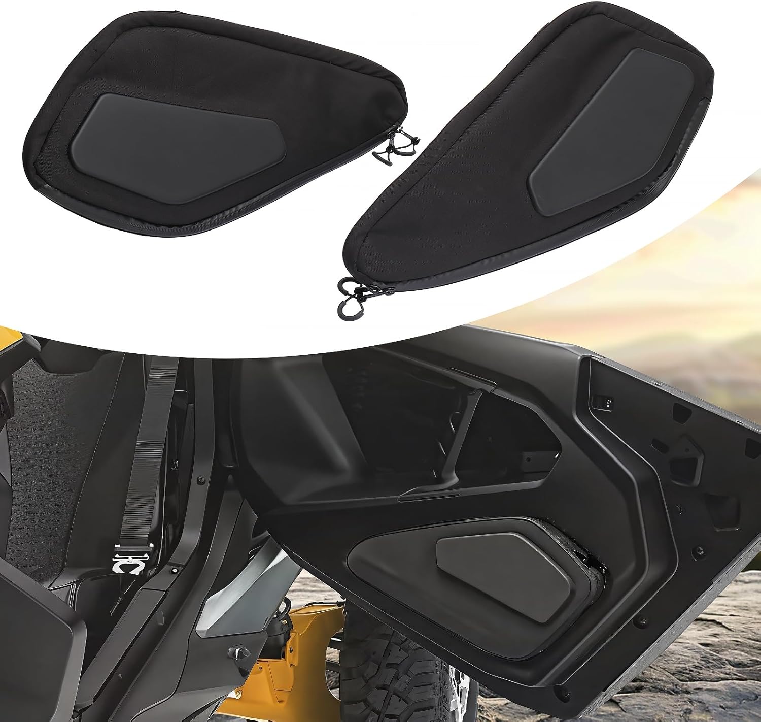 Lower Door Bags for Can Am Maverick R UTV Black Storage Bag Driver Passenger Left Right Sides Door Gear Bag