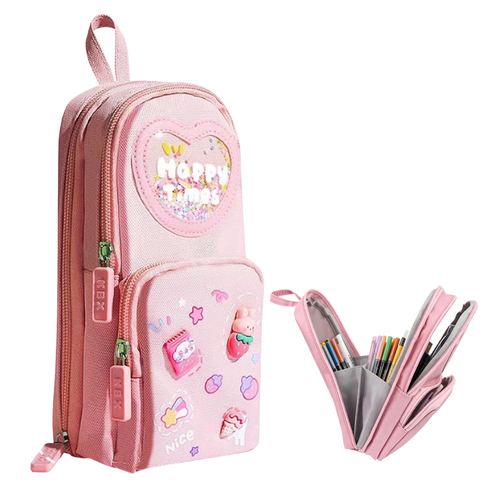 Zaewry Large Capacity Pencil Case for Girls, 6 Compartments Pencil Case