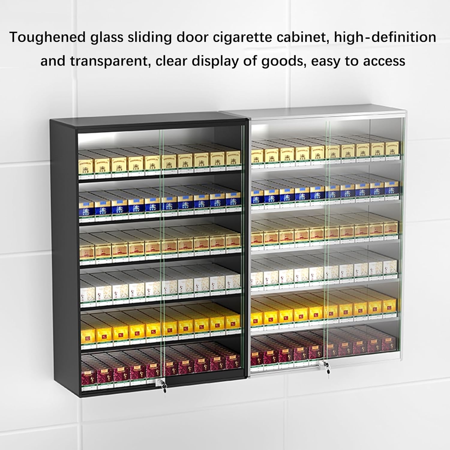 Cigarettes Display Rack, Store Display Shelves, Automatic Cigarette Dispaly Holder Showcase, Supermarket Convenience Retail Store Sale Counter Rack, Cigarette Cabinet ( Color : Black , Size : 36.42x5.